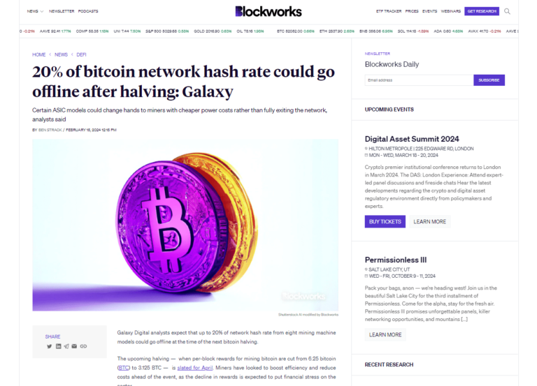 halving hashrate 20% blocksbridge